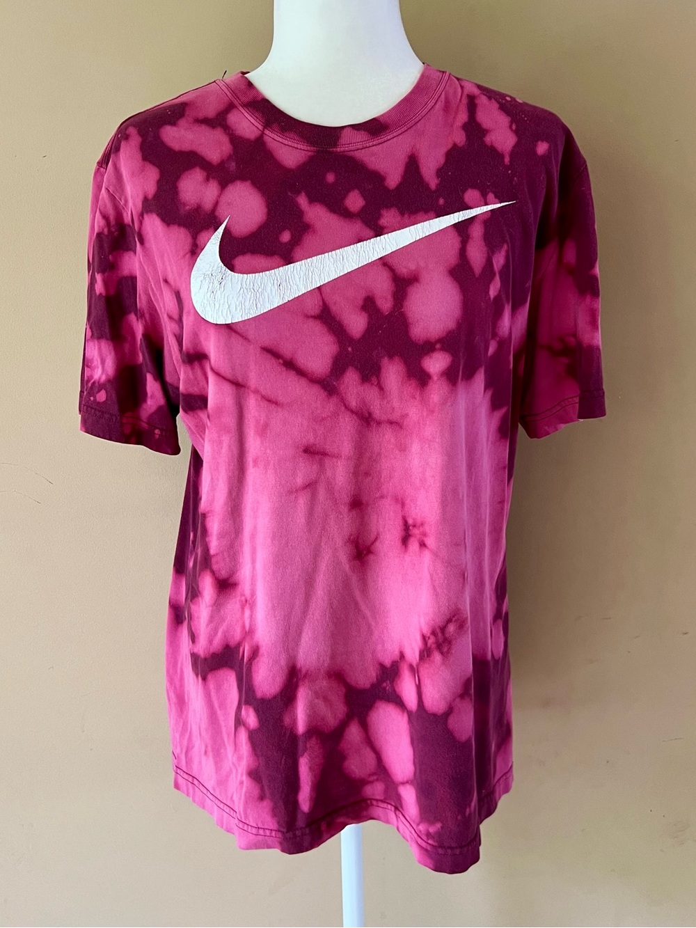 Nike Medium Custom Bleach Pink Tie Dye Regular Fit Shirt Top